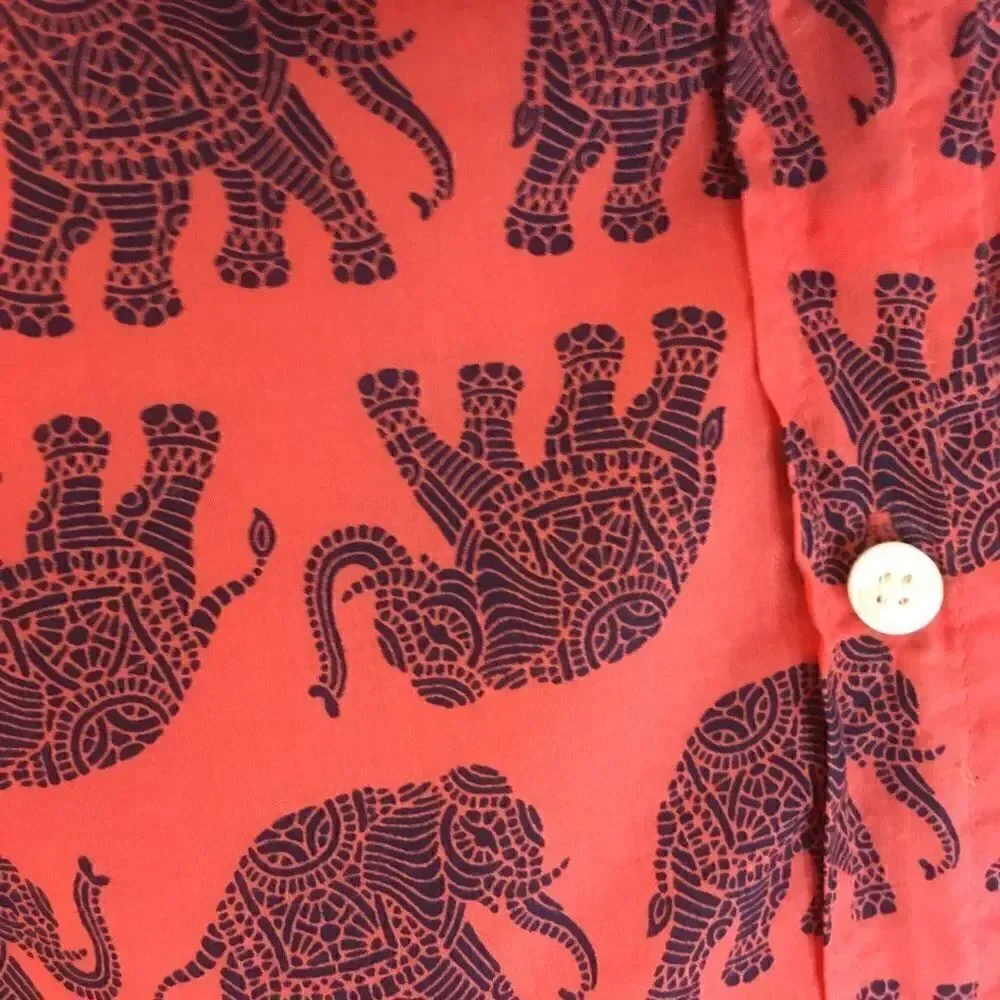 J. Crew  Elephant Print Shirt Size M